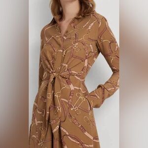 Lauren Ralph Lauren
Belting-Print Tie-Front Crepe Shirtdress